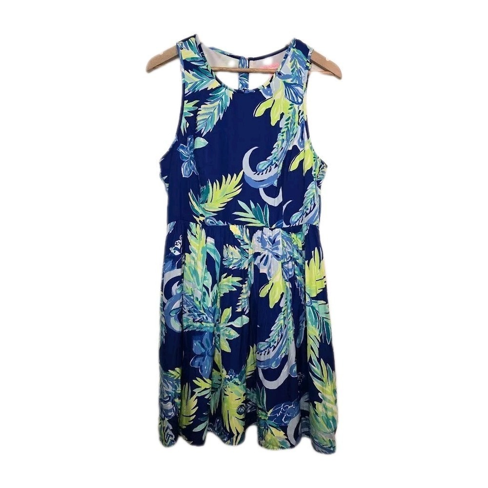 Lilly Pulitzer Kassia Twilight Blue Nest To‎ Nothing Bird Dress SZ 10 Sleeveless